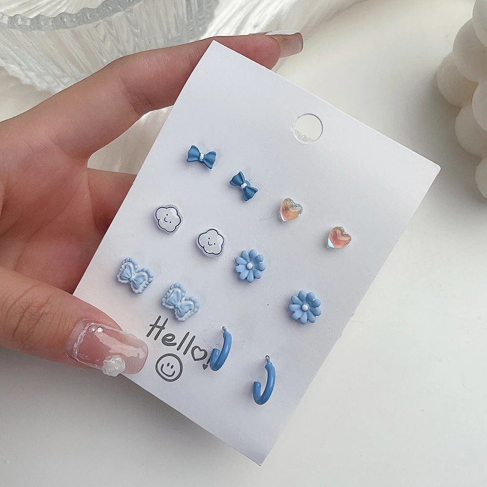 Wholesale Heart Butterfly Ear Studs Set Alloy Earrings
