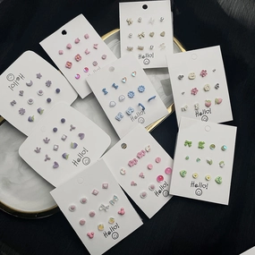 Wholesale Heart Butterfly Ear Studs Set Alloy Earrings
