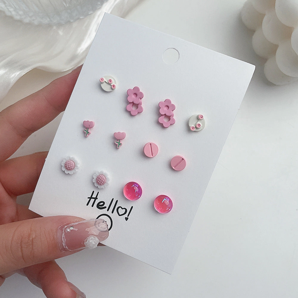 Wholesale Heart Butterfly Ear Studs Set Alloy Earrings