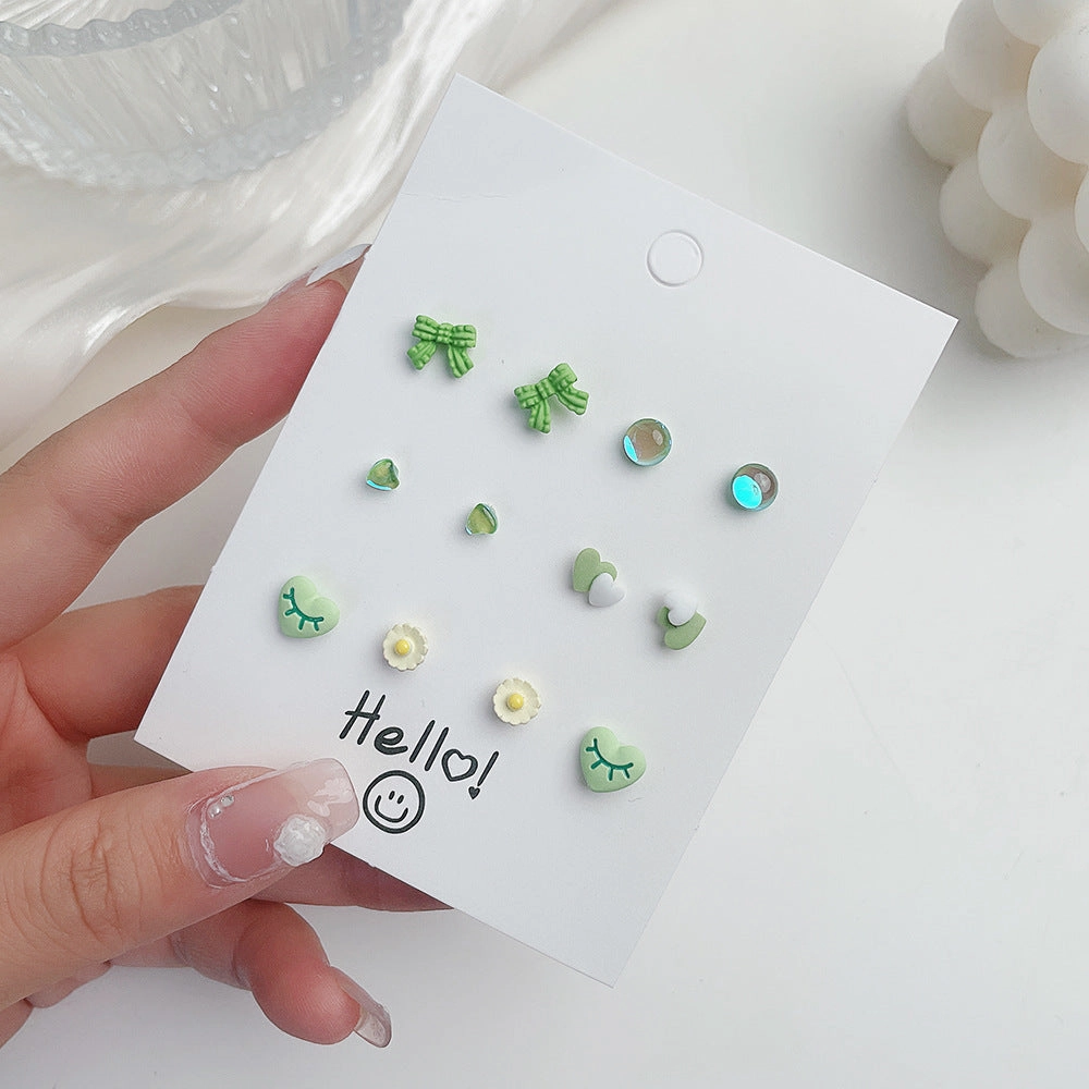 Wholesale Heart Butterfly Ear Studs Set Alloy Earrings