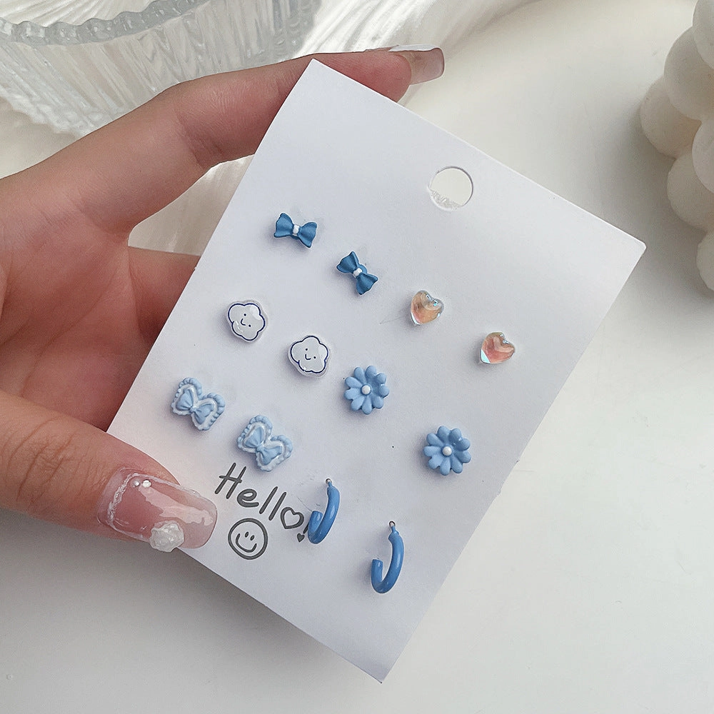 Wholesale Heart Butterfly Ear Studs Set Alloy Earrings