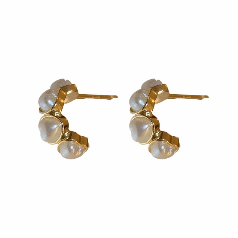 Wholesale Heart C Shape Imitation Pearl Earrings