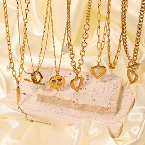 Wholesale Heart Clavicle Chain  Stainless  Steel Necklace