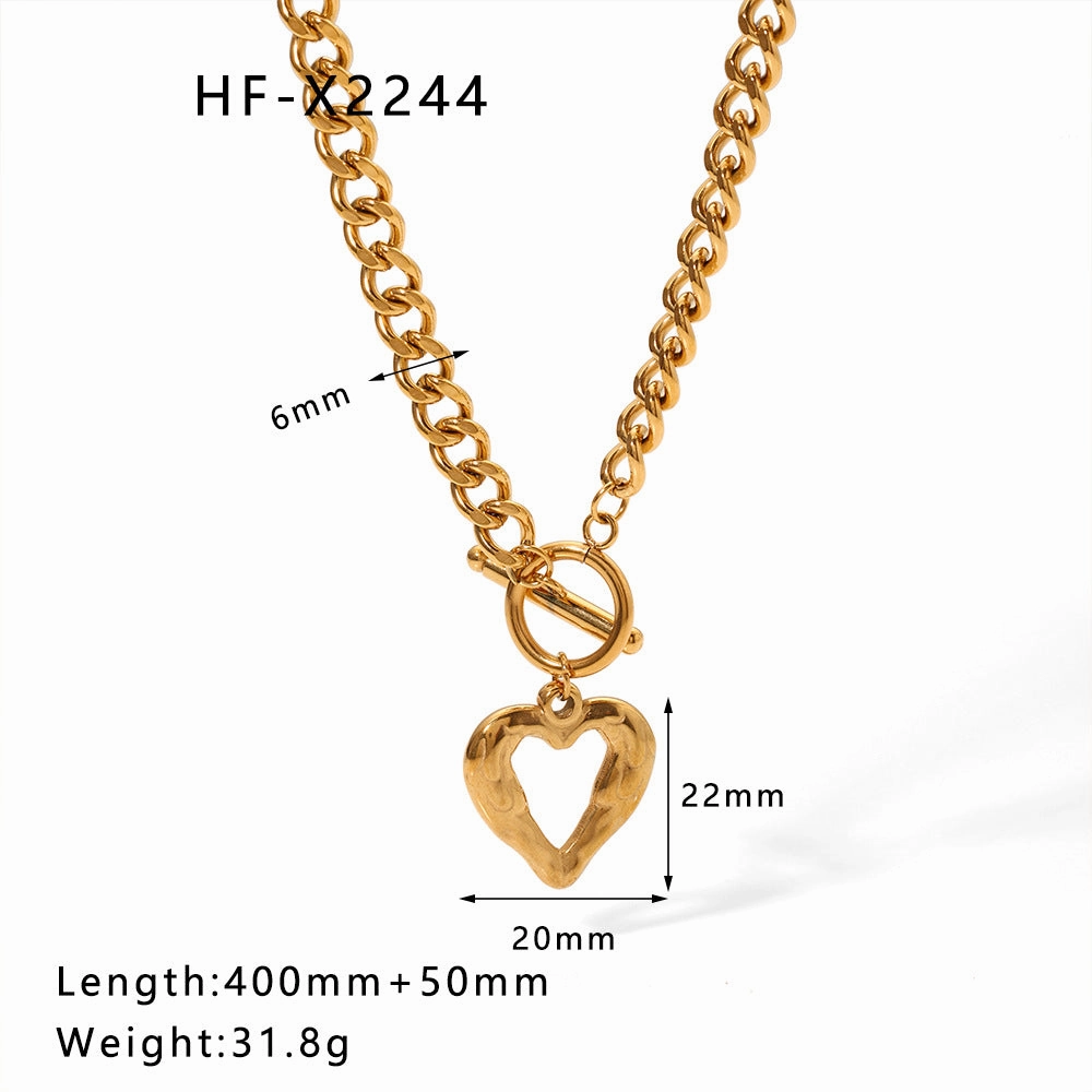Wholesale Heart Clavicle Chain  Stainless  Steel Necklace
