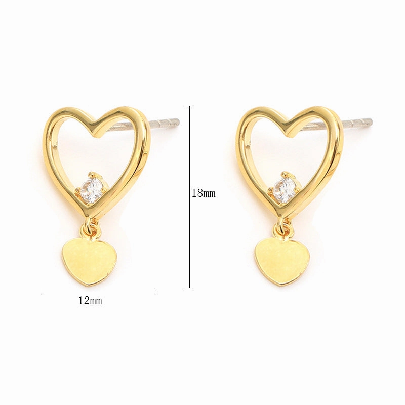 Wholesale Heart Copper Ear Studs