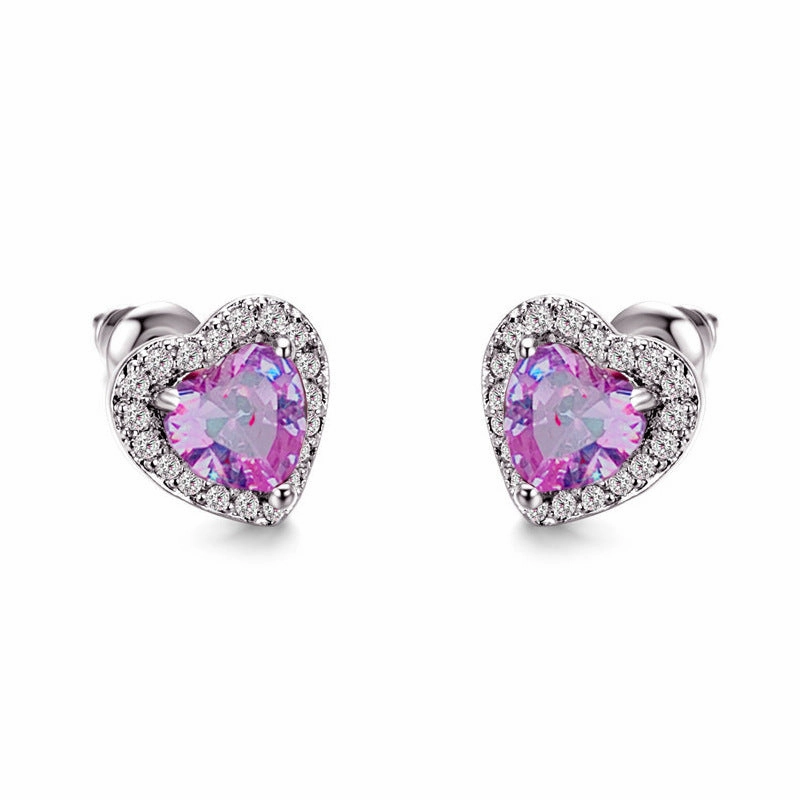 Wholesale Heart Diamond Crystal Alloy Earrings