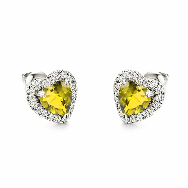 Wholesale Heart Diamond Crystal Alloy Earrings