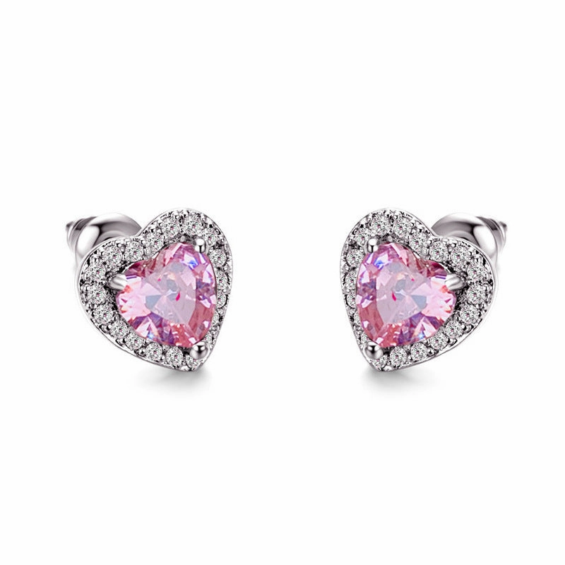 Wholesale Heart Diamond Crystal Alloy Earrings