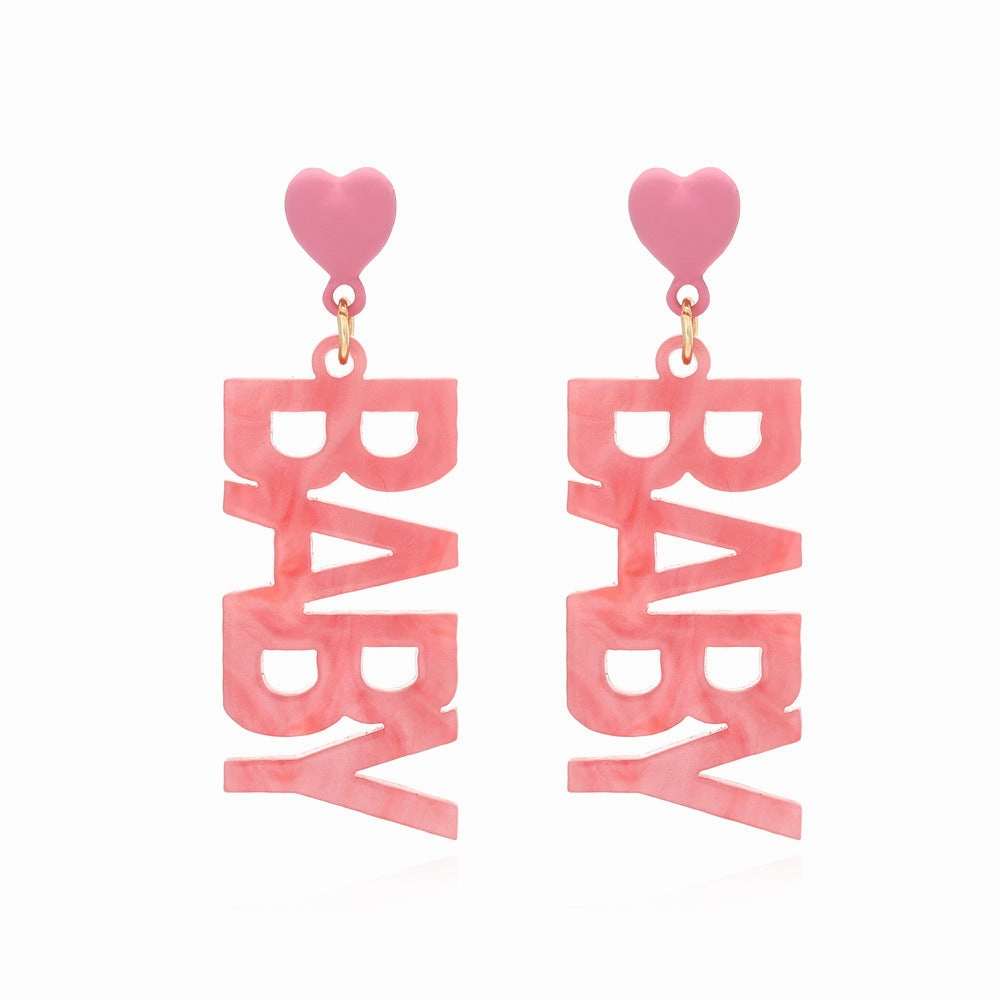 Wholesale Heart English Letter Acrylic Earrings