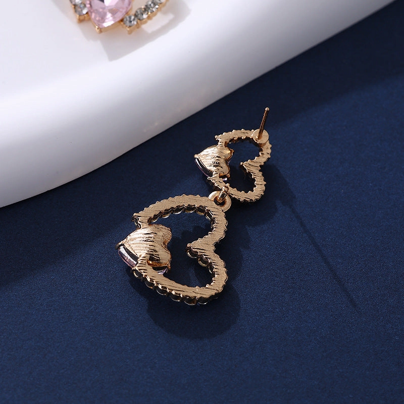 Wholesale Heart Full Diamond Alloy Earrings