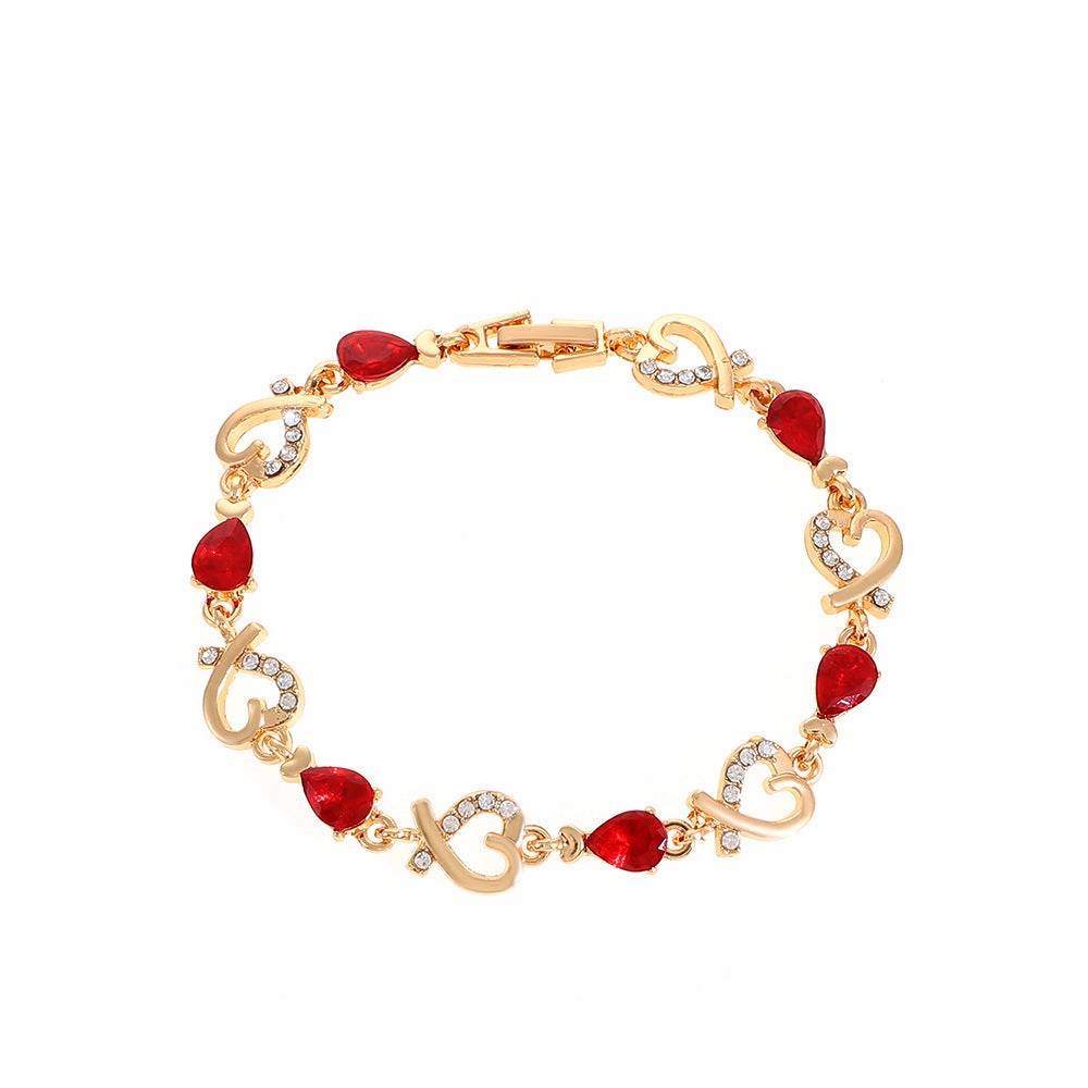 Wholesale Heart Hollow Flower Diamond Alloy Bracelet
