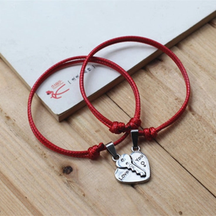 Wholesale Heart Key Lock Combination Leather Cord Bracelet