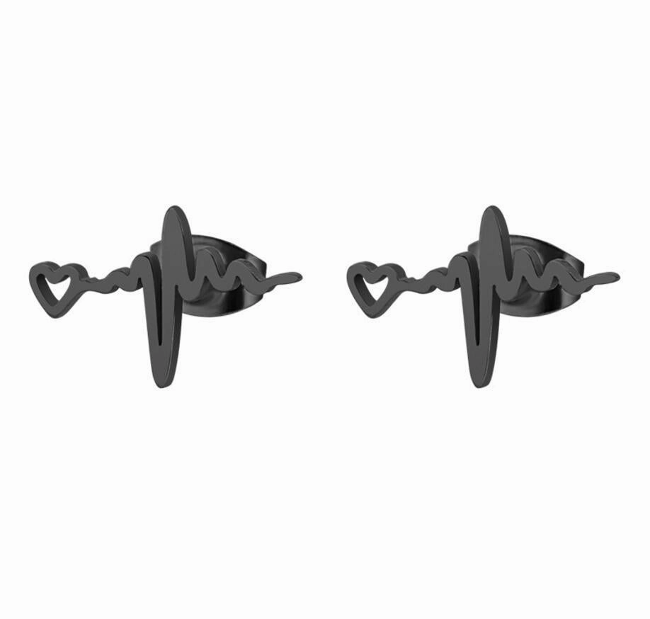 Wholesale Heart Lightning Stainless Steel Ear Studs