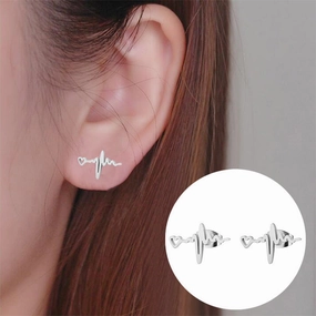 Wholesale Heart Lightning Stainless Steel Ear Studs