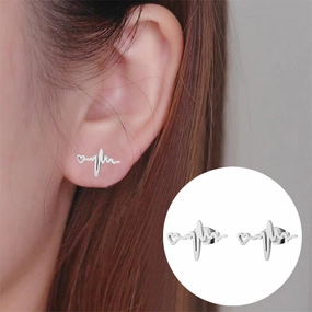 Wholesale Heart Lightning Stainless Steel Ear Studs