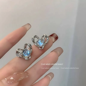 Wholesale Heart Moonstone Alloy Earrings