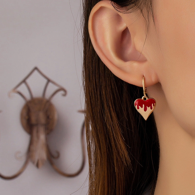 Wholesale Heart Oil Alloy Earrings