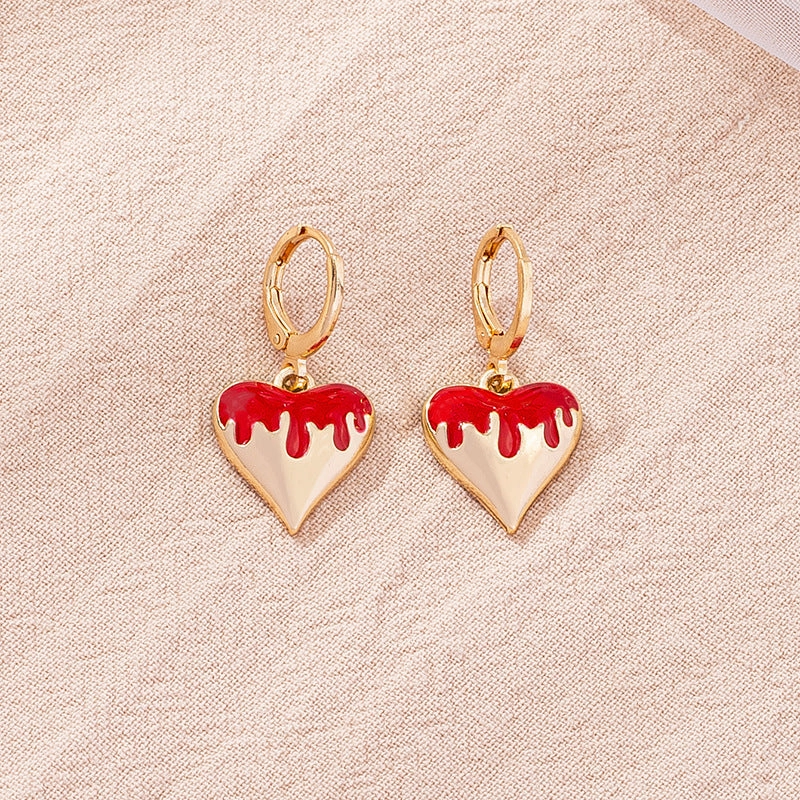 Wholesale Heart Oil Alloy Earrings
