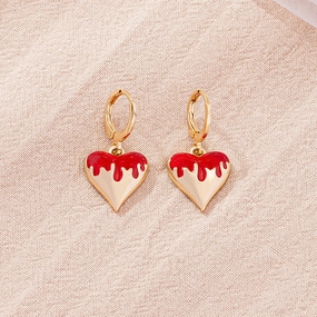 Wholesale Heart Oil Alloy Earrings