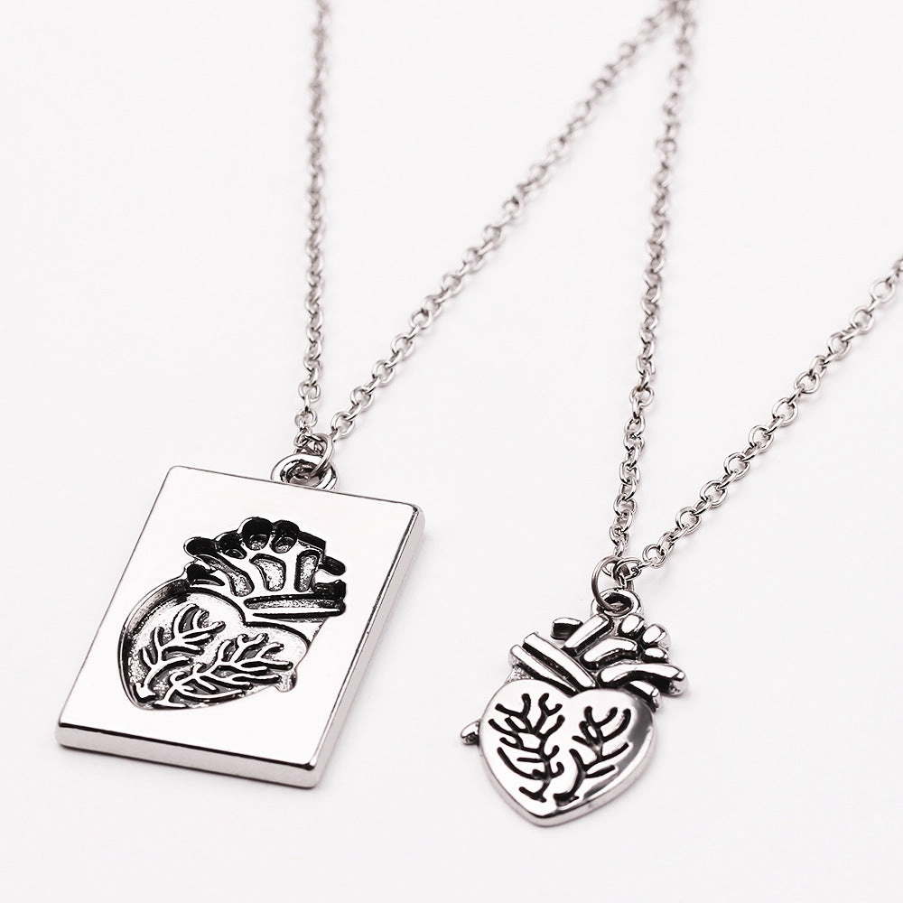 Wholesale Heart Pair Necklace Gold Silver Couple Alloy Necklace