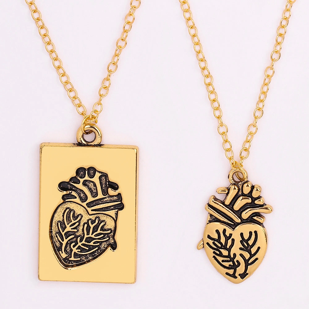 Wholesale Heart Pair Necklace Gold Silver Couple Alloy Necklace