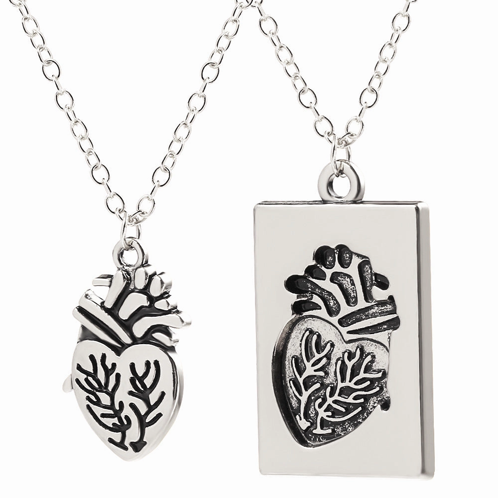 Wholesale Heart Pair Necklace Gold Silver Couple Alloy Necklace