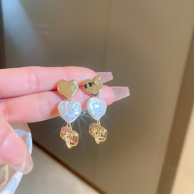 Wholesale Heart Pearl Copper Earrings
