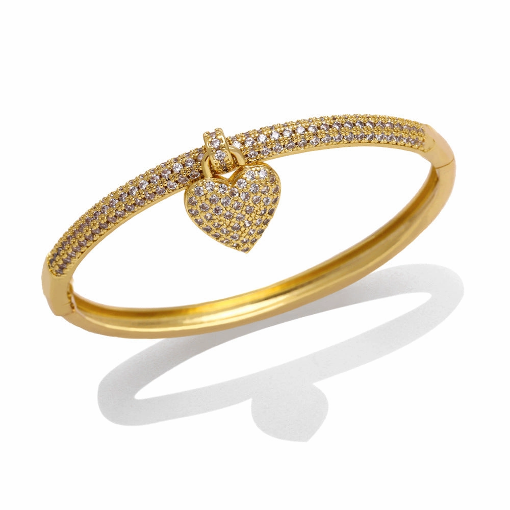 Wholesale Heart Pendant Gold Plated Copper Bracelet
