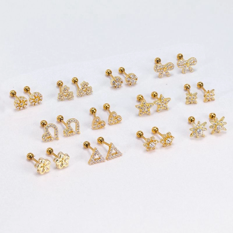Wholesale Heart Pentagram Bow Earrings Copper