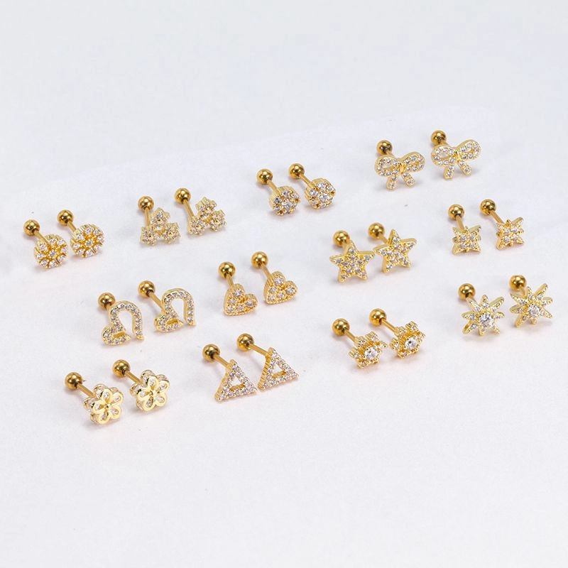 Wholesale Heart Pentagram Bow Earrings Copper