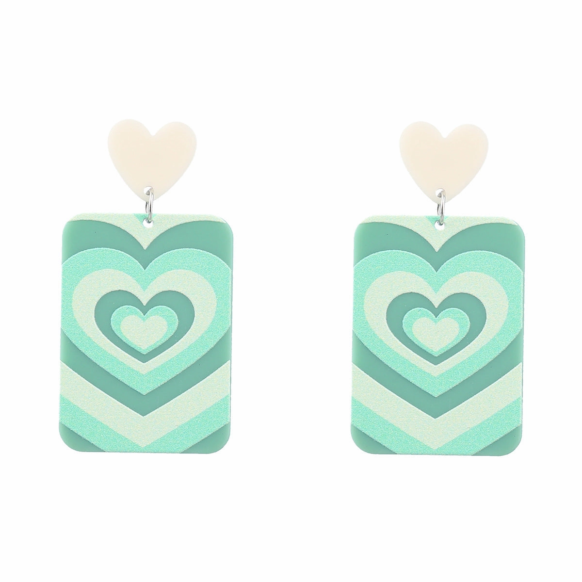 Wholesale Heart Printed Acetic Acid Plate Earrings