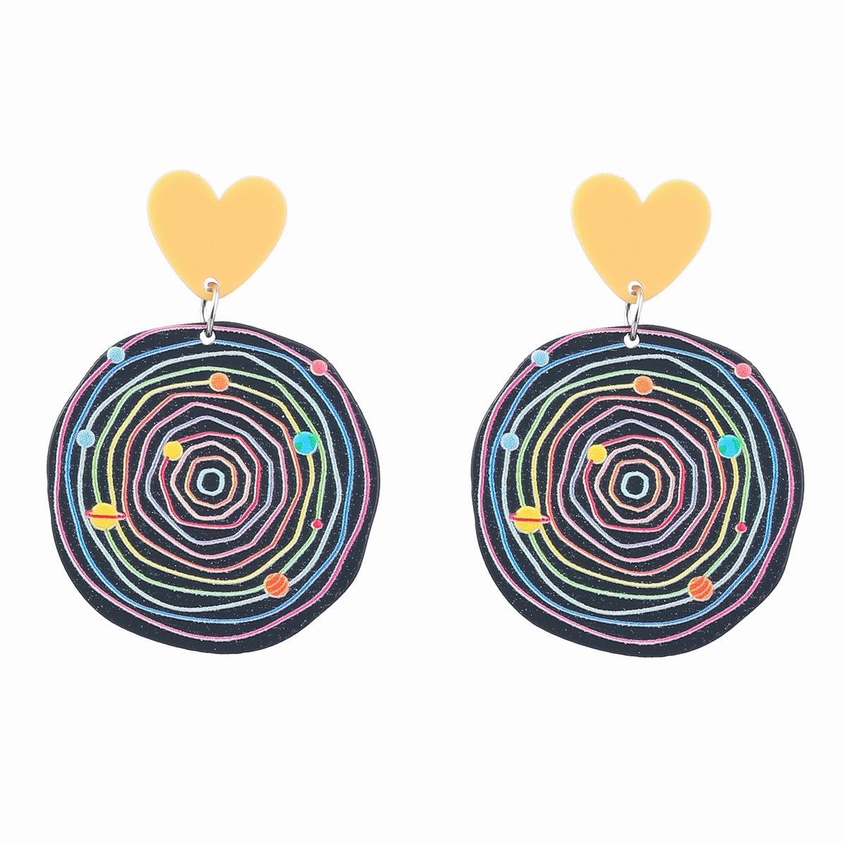 Wholesale Heart Printed Acetic Acid Plate Earrings