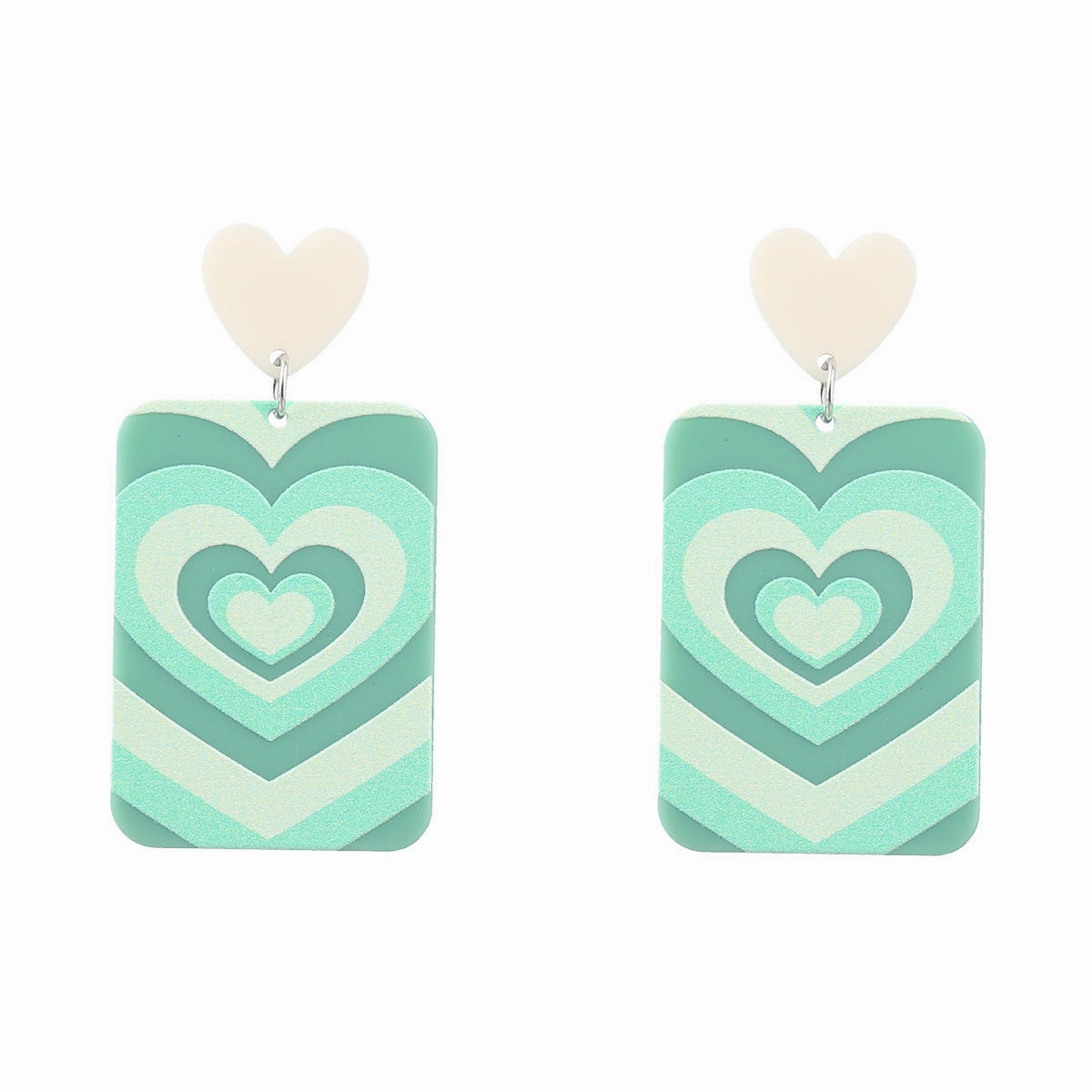 Wholesale Heart Printed Acetic Acid Plate Earrings