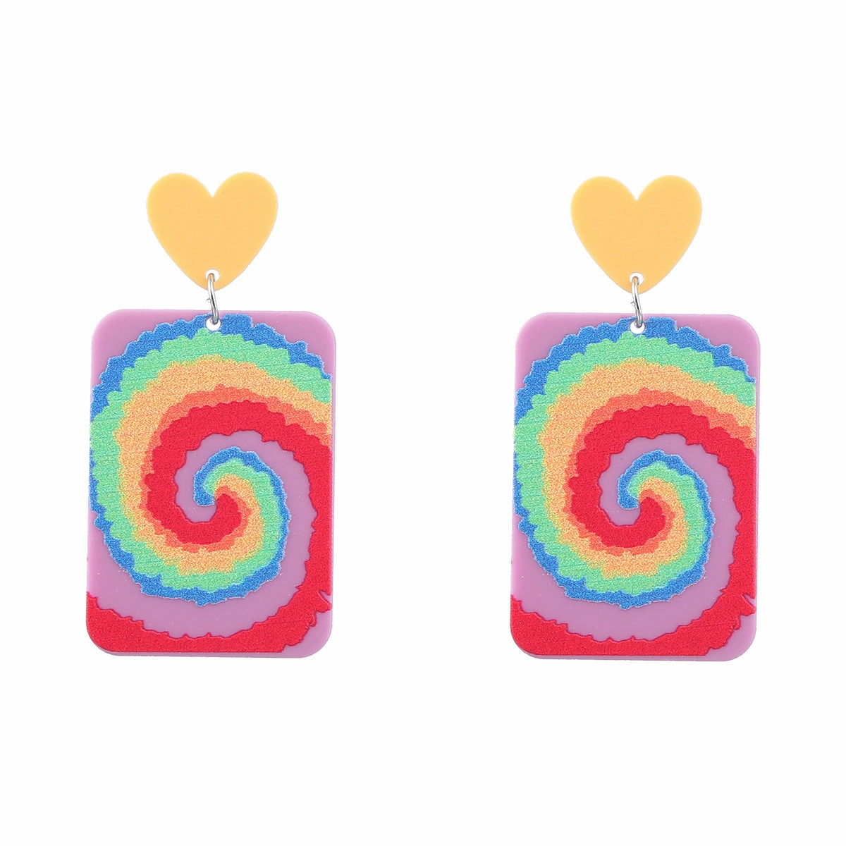 Wholesale Heart Printed Acetic Acid Plate Earrings