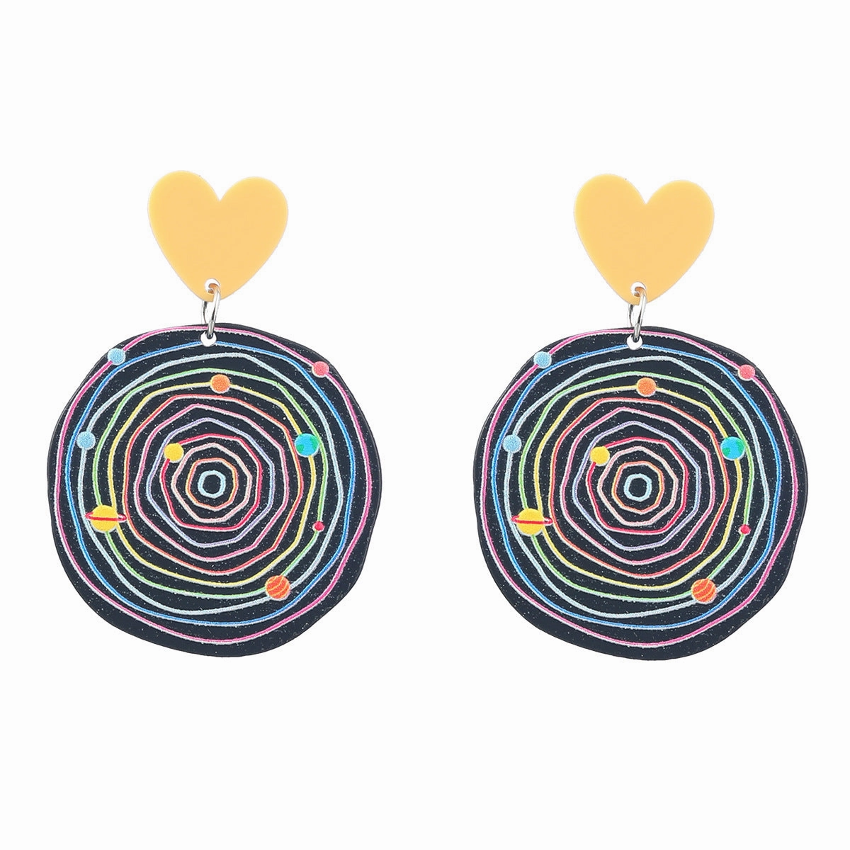 Wholesale Heart Printed Acetic Acid Plate Earrings