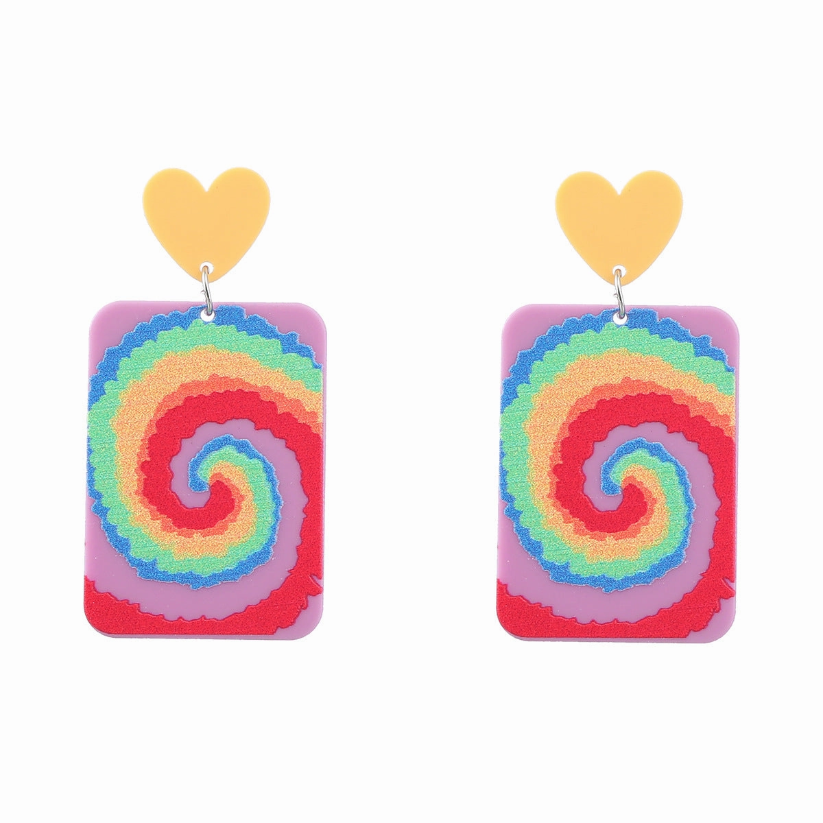 Wholesale Heart Printed Acetic Acid Plate Earrings