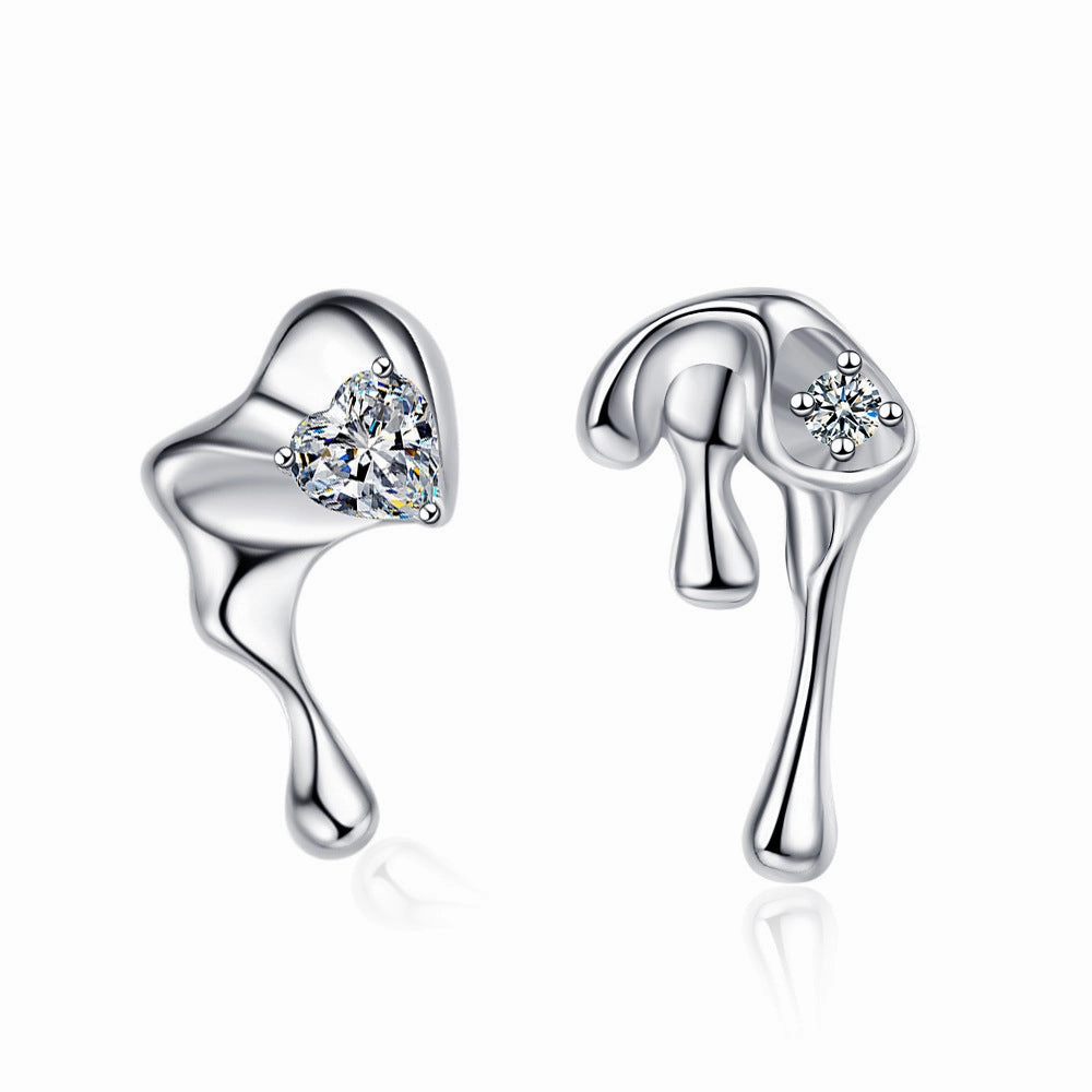 Wholesale Heart Ruffle Ear Studs Copper Earrings