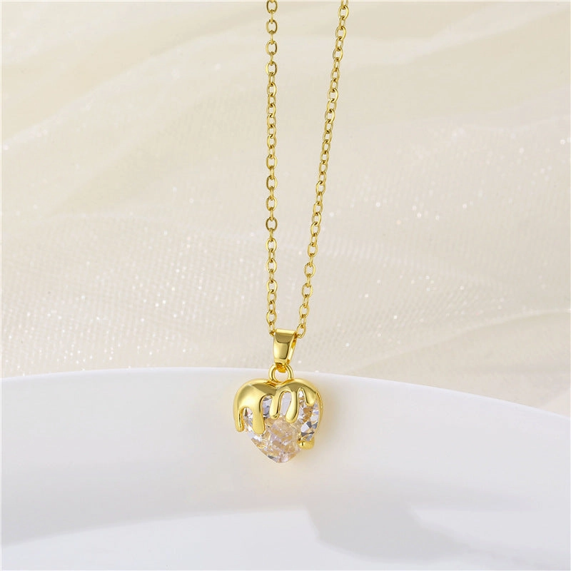 Wholesale Heart Shape Crystal Necklace Stainless Steel