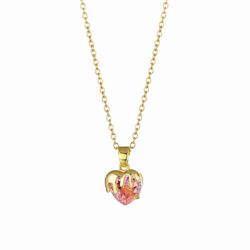 Wholesale Heart Shape Crystal Necklace Stainless Steel