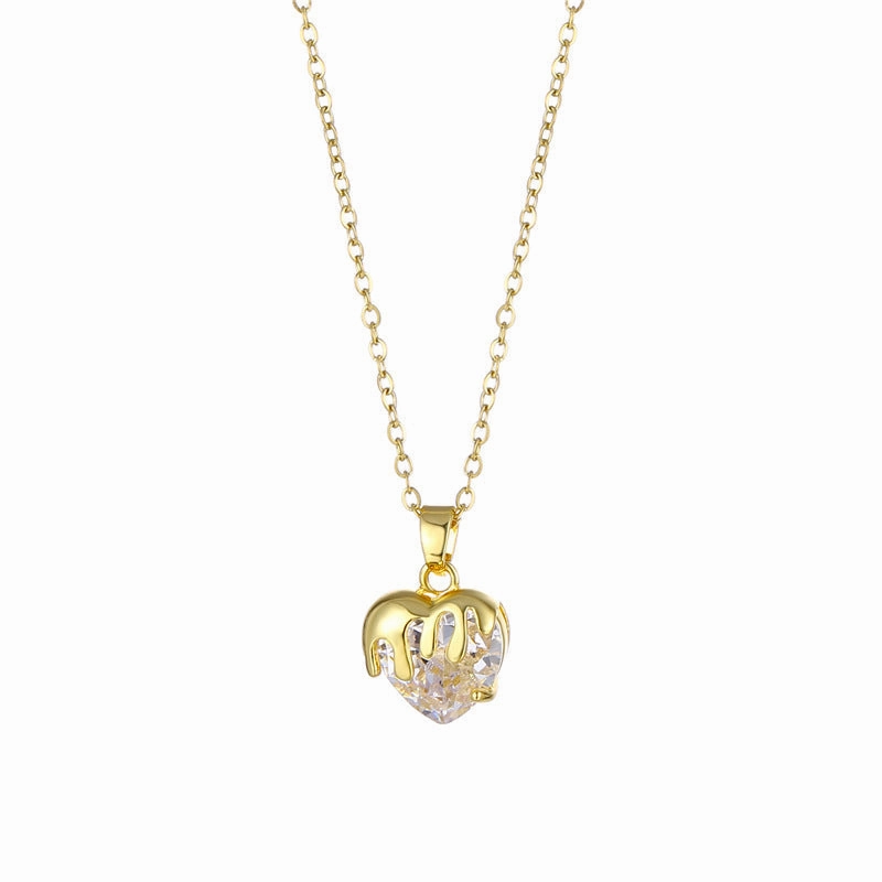 Wholesale Heart Shape Crystal Necklace Stainless Steel