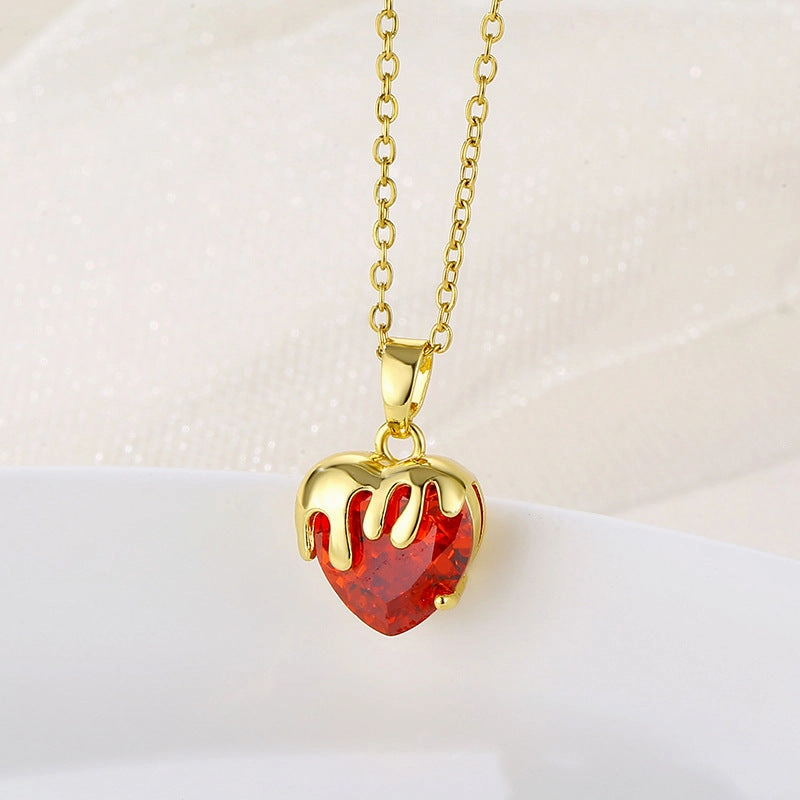 Wholesale Heart Shape Crystal Necklace Stainless Steel