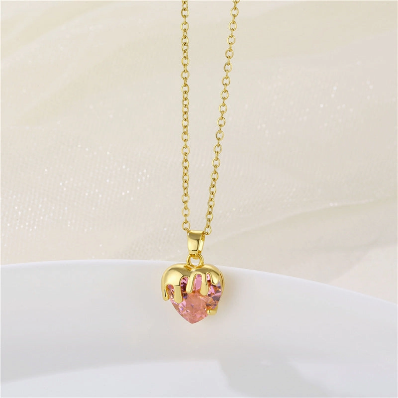 Wholesale Heart Shape Crystal Necklace Stainless Steel