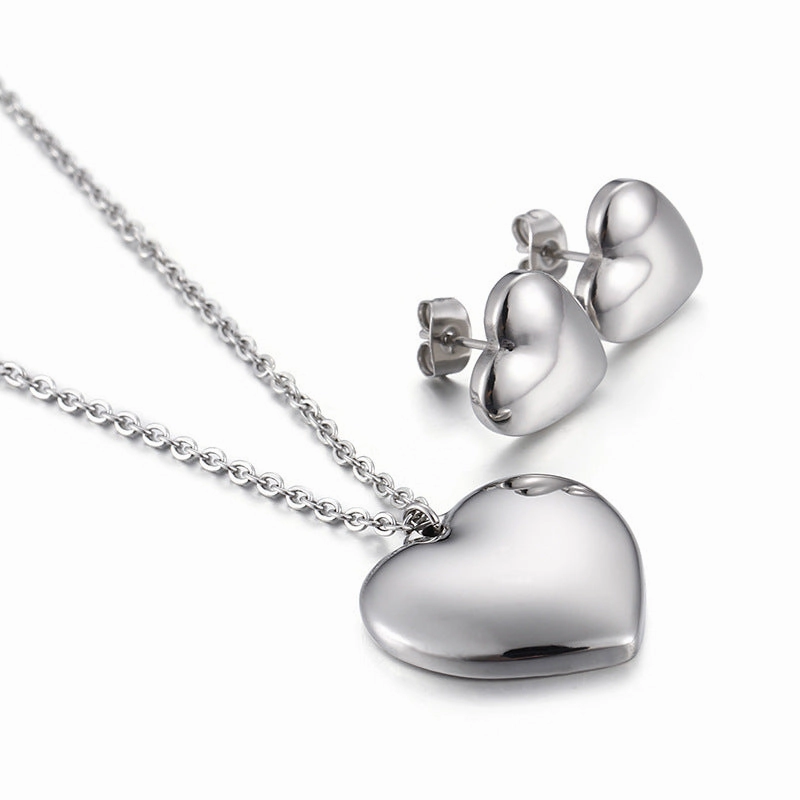 Wholesale Heart Shape Necklace Earrings Jewelry Gold Plated Set