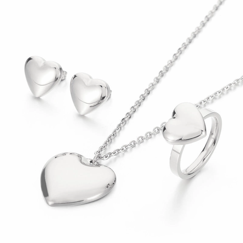 Wholesale Heart Shape Necklace Earrings Jewelry Gold Plated Set