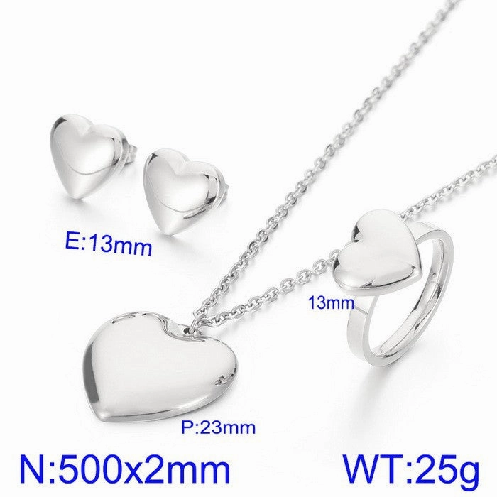 Wholesale Heart Shape Necklace Earrings Jewelry Gold Plated Set