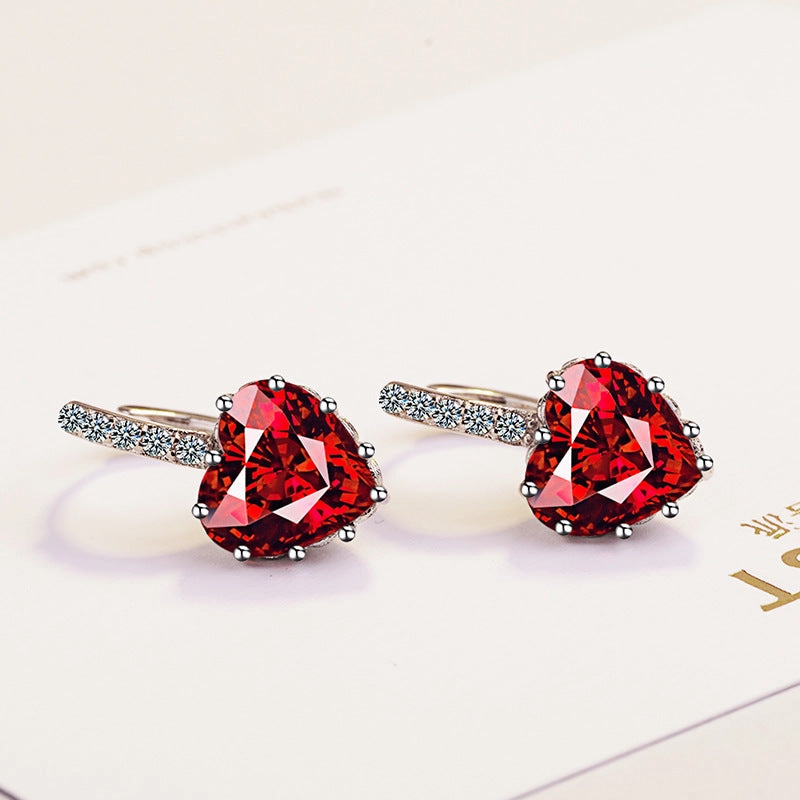 Wholesale Heart Shape Zircon Copper Earrings