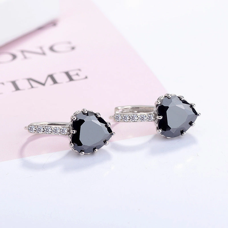 Wholesale Heart Shape Zircon Copper Earrings
