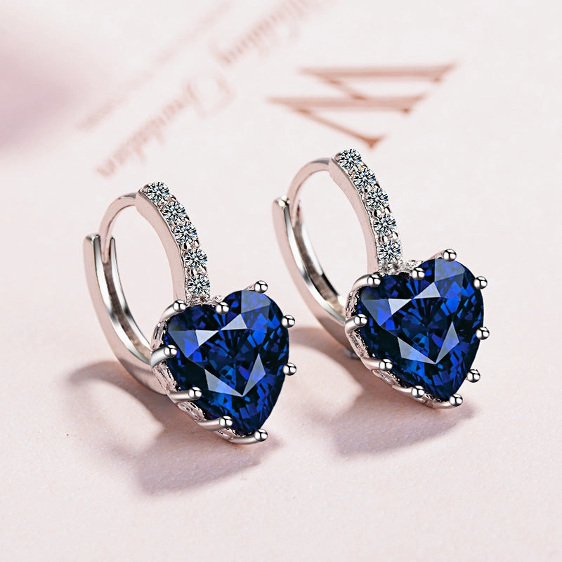 Wholesale Heart Shape Zircon Copper Earrings