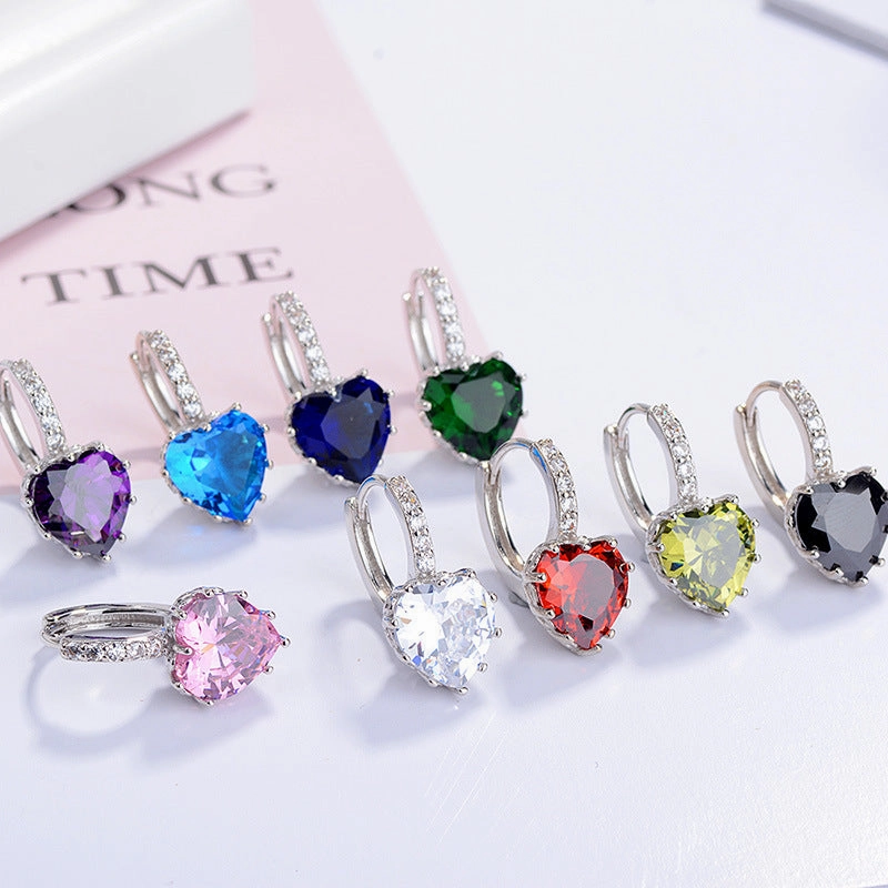 Wholesale Heart Shape Zircon Copper Earrings