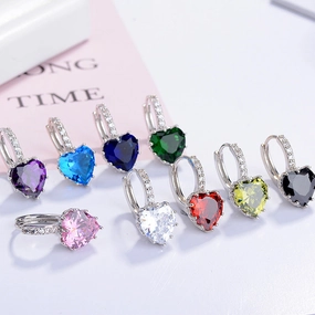 Wholesale Heart Shape Zircon Copper Earrings